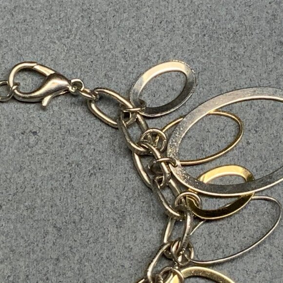 Oval Dangle Charms Bracelet 7.5 In Gold Silver Chain Lightweight Elegant Chic - Picture 3 of 4